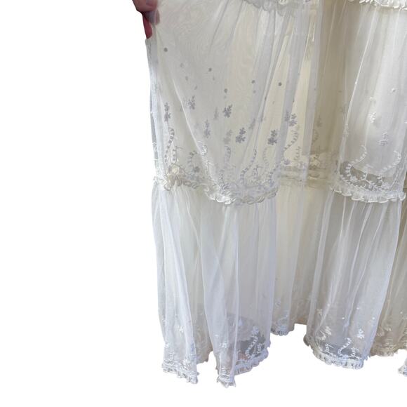 Free People Stevie Maxi Dress Mesh Embroidered Boho Western SZ XL Bridal - Picture 7 of 13